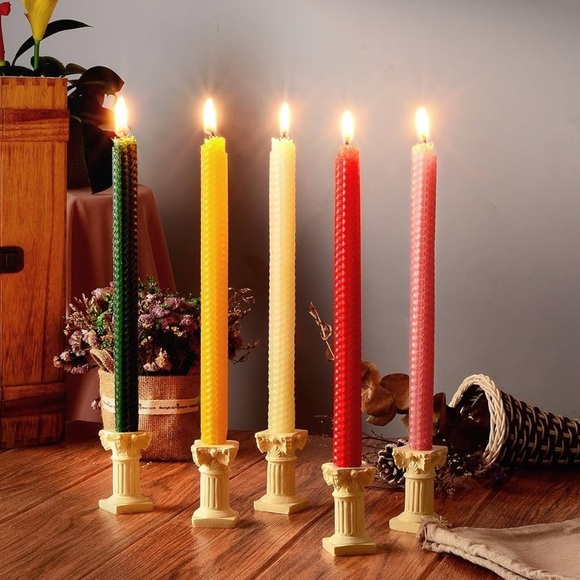 Galanta & Co Lot 6 Beeswax Honeycomb Dripless 10” Taper Smokeless Candles NIB - Picture 9 of 9